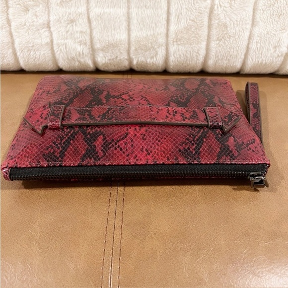 AIMEE KESTEBERG Melville Ruby Red Snakeskin Leather Clutch / Wristlet - Picture 5 of 16